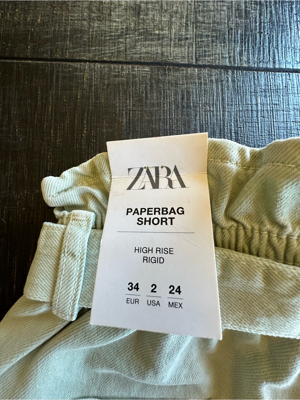 Zara Light Sage Paperbag Belted Shorts - Picture 4 of 6